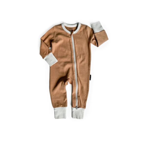 Little Bipsy 2-Way Zip Romper Nutmeg Brown Size 9-12 Months - Picture 1 of 7